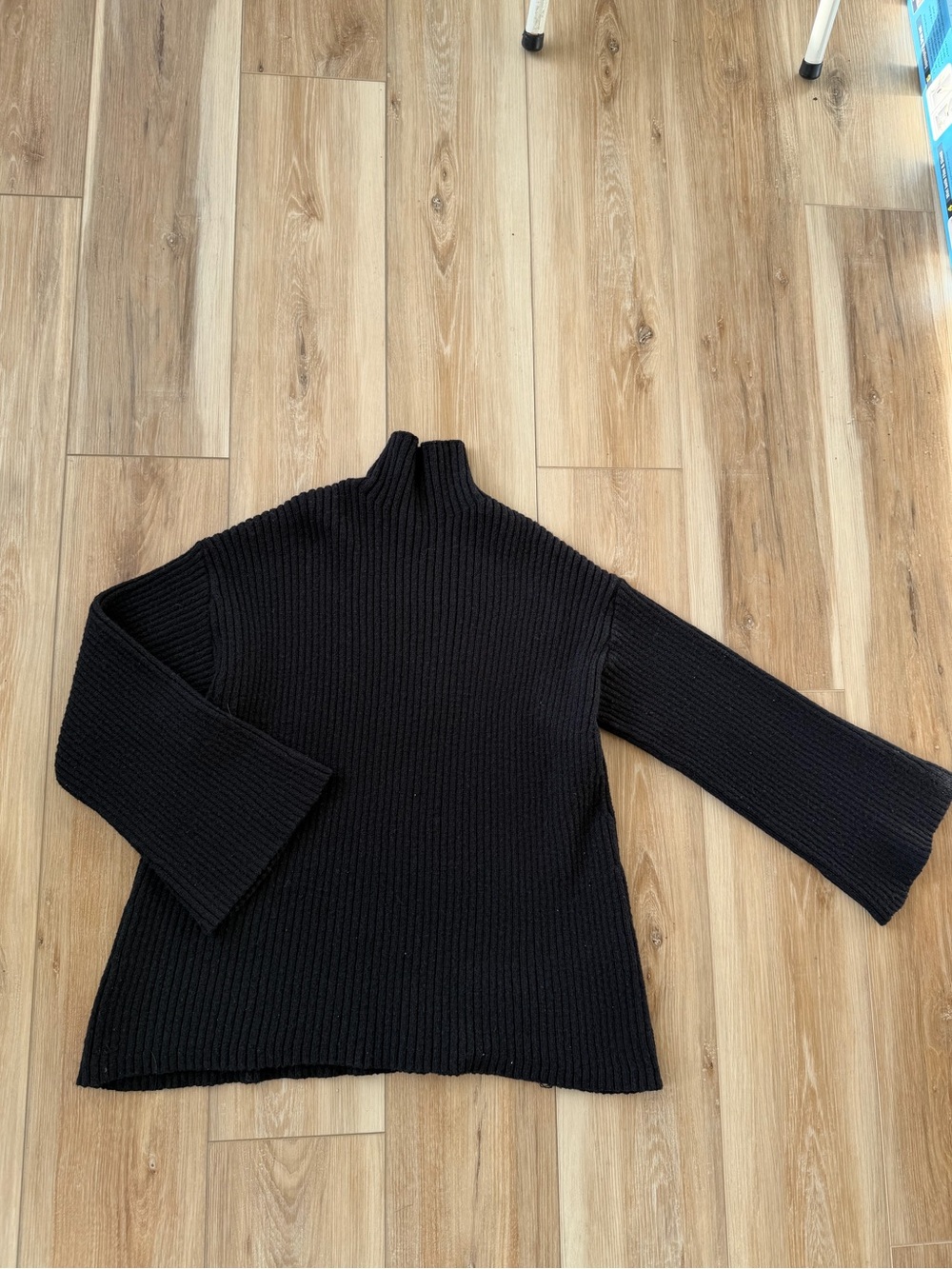 Black Ribbed Mock Neck Women's Sweater